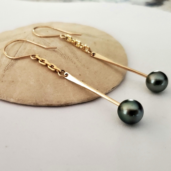 treasure tide jewelry Jewelry - Tahitian pearl earrings gold filled sterling silve
